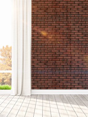 Modern parlak iç. 3D render