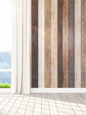 Modern parlak iç. 3D render