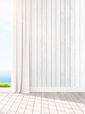 Modern parlak iç. 3D render