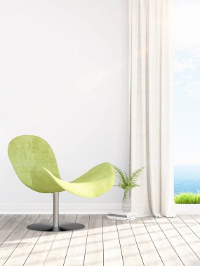 Modern parlak iç. 3D render