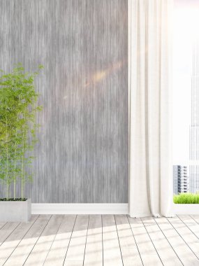 Modern parlak iç. 3D render