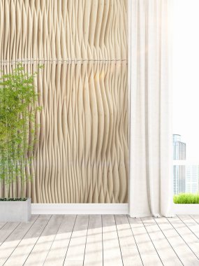 Modern parlak iç. 3D render