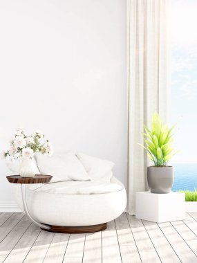 Modern parlak iç. 3D render