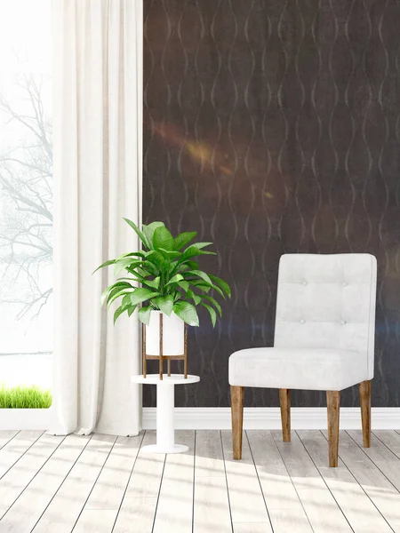 Modern parlak iç. 3D render