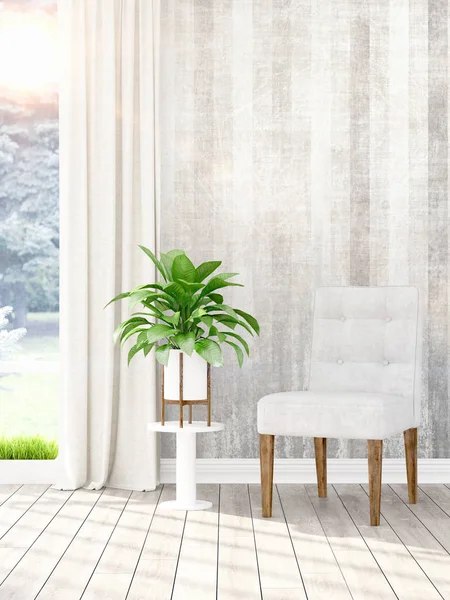 Modern parlak iç. 3D render