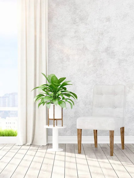 Modern parlak iç. 3D render