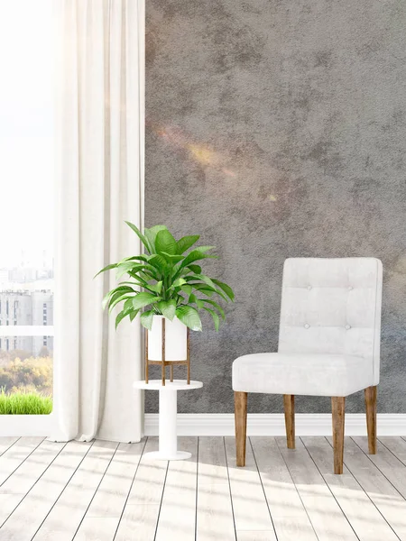 Modern parlak iç. 3D render