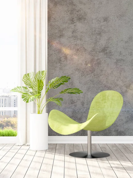 Modern parlak iç. 3D render