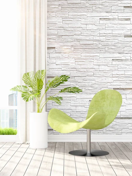 Modern parlak iç. 3D render