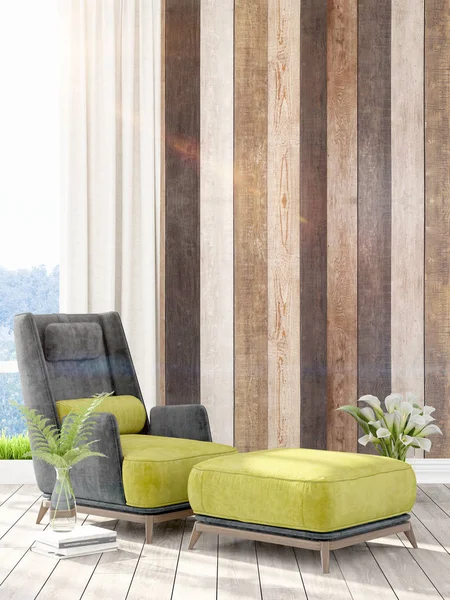 Modern parlak iç. 3D render