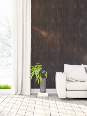 Modern parlak iç. 3D render