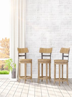 Modern parlak iç. 3D render