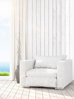 Modern parlak iç. 3D render