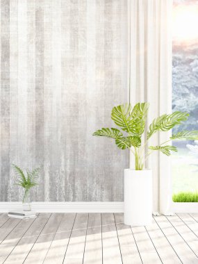 Modern parlak iç. 3D render