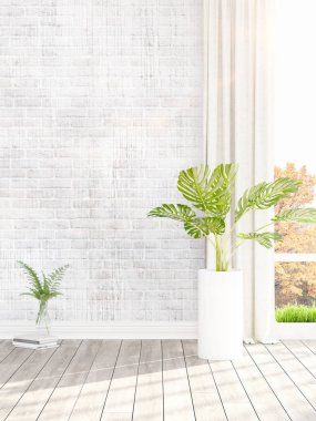 Modern parlak iç. 3D render