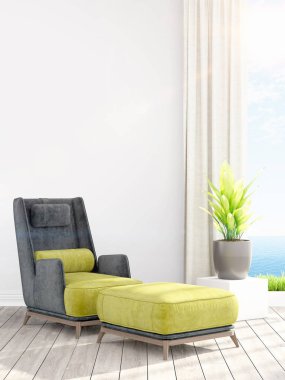 Modern parlak iç. 3D render