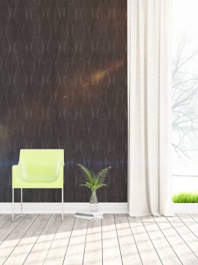 Modern parlak iç. 3D render