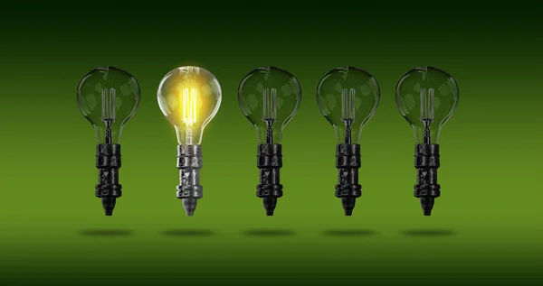 Izzó-lámpák. 3D-leképezés — Stock Fotó