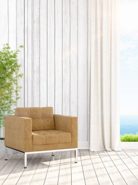 Modern parlak iç. 3D render