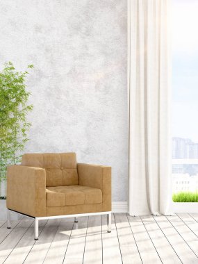 Modern parlak iç. 3D render