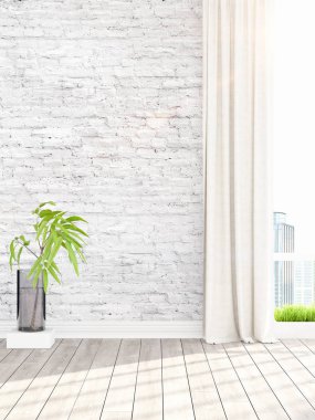 Modern parlak iç. 3D render