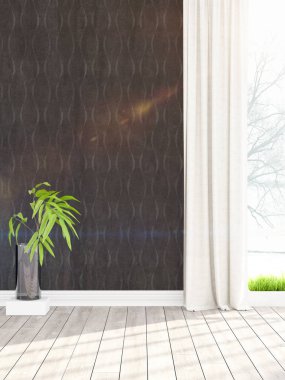 Modern parlak iç. 3D render