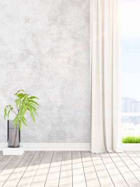 Modern parlak iç. 3D render