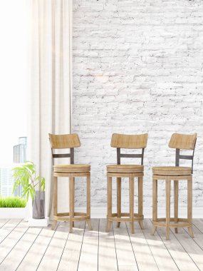 Modern parlak iç. 3D render