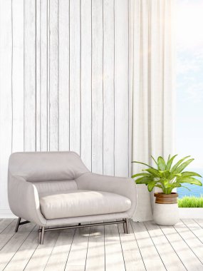 Modern parlak iç. 3D render