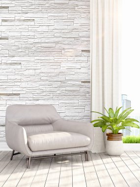 Modern parlak iç. 3D render