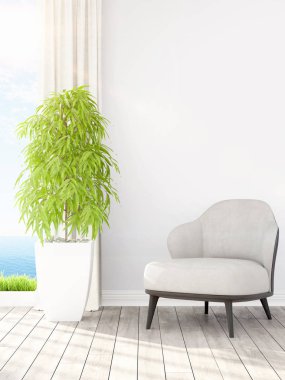 Modern parlak iç. 3D render