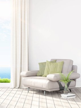Modern parlak iç. 3D render