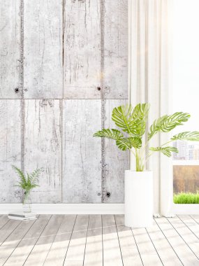 Modern parlak iç. 3D render