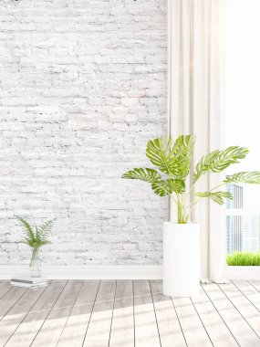 Modern parlak iç. 3D render