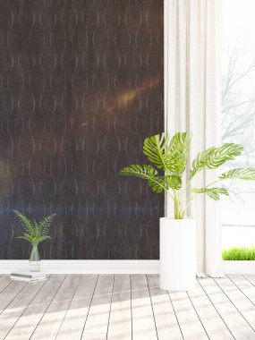 Modern parlak iç. 3D render