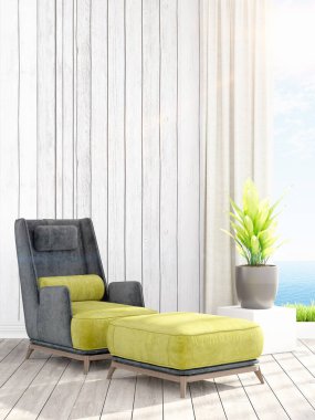 Modern parlak iç. 3D render