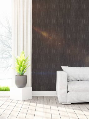 Modern parlak iç. 3D render