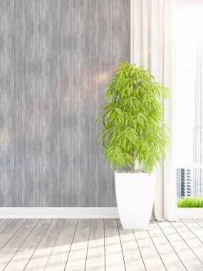 Modern parlak iç. 3D render