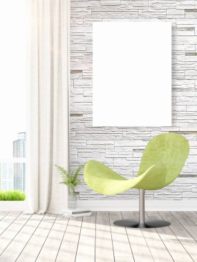 Modern iç boş çerçeve ile. 3D render