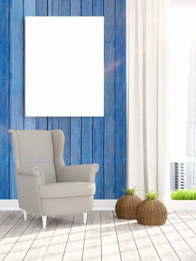 Modern iç boş çerçeve ile. 3D render