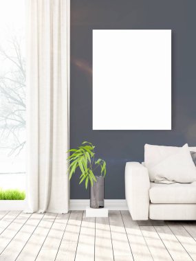 Modern iç boş çerçeve ile. 3D render