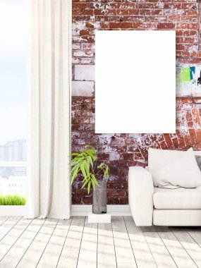 Modern iç boş çerçeve ile. 3D render