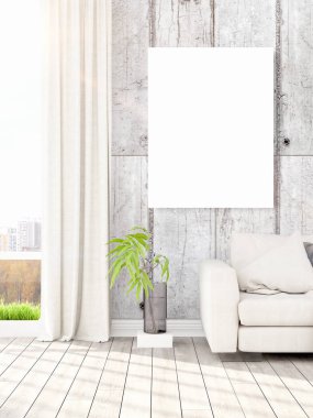 Modern iç boş çerçeve ile. 3D render