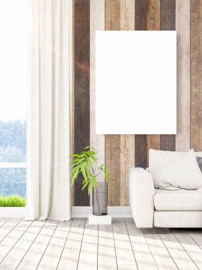 Modern iç boş çerçeve ile. 3D render