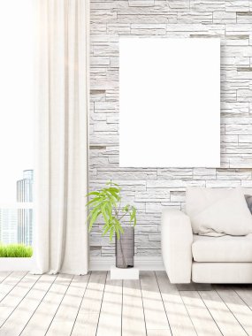 Modern iç boş çerçeve ile. 3D render