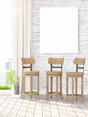 Modern iç boş çerçeve ile. 3D render