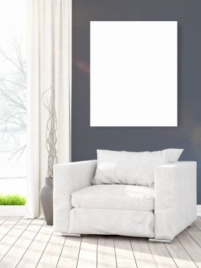 Modern iç boş çerçeve ile. 3D render