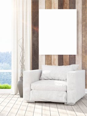 Modern iç boş çerçeve ile. 3D render