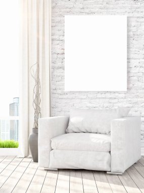 Modern iç boş çerçeve ile. 3D render