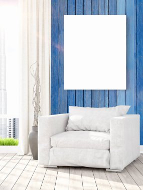 Modern iç boş çerçeve ile. 3D render